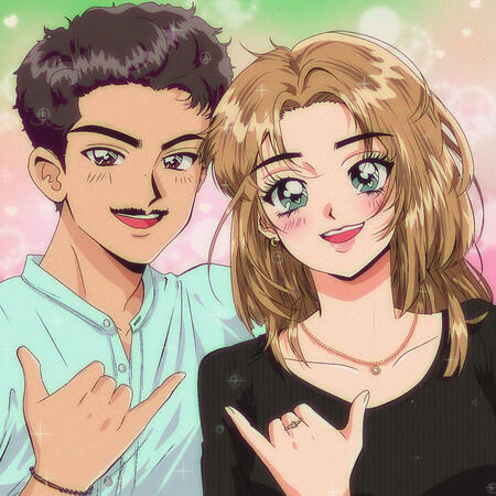 Couple bust w/ dreamy simple bg